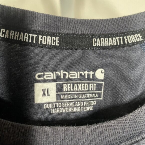 CARHARTT Force Long Sleeve Pocket T Shirt Relaxed Fit TK4617-M Navy Size XL - Picture 3 of 9